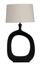 Eglo Canada 390424A - 1 LT Table Lamp w/ Structured Black Finish & Natural Exterior w/ White Interior Shade
