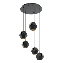 Eglo Canada 39635A - 5 LT Cascade Pendant w/ Black Finish & Black w/Gold Interior Shades