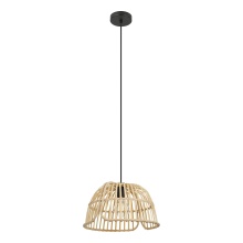 Eglo Canada 43873A - 1 LT Pendant w/ Black Finish & Natural Wood Shade
