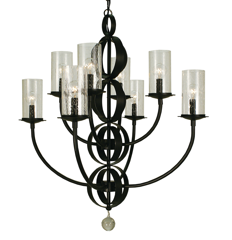 8-Light Matte Black Compass Dining Chandelier