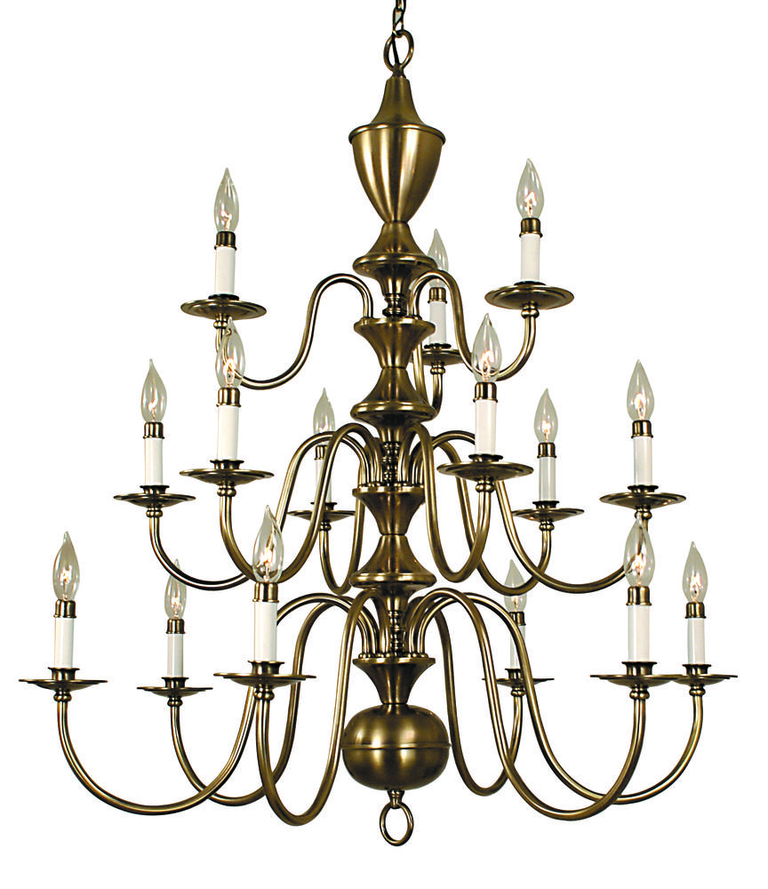 15-Light Polished Brass Jamestown Foyer Chandelier