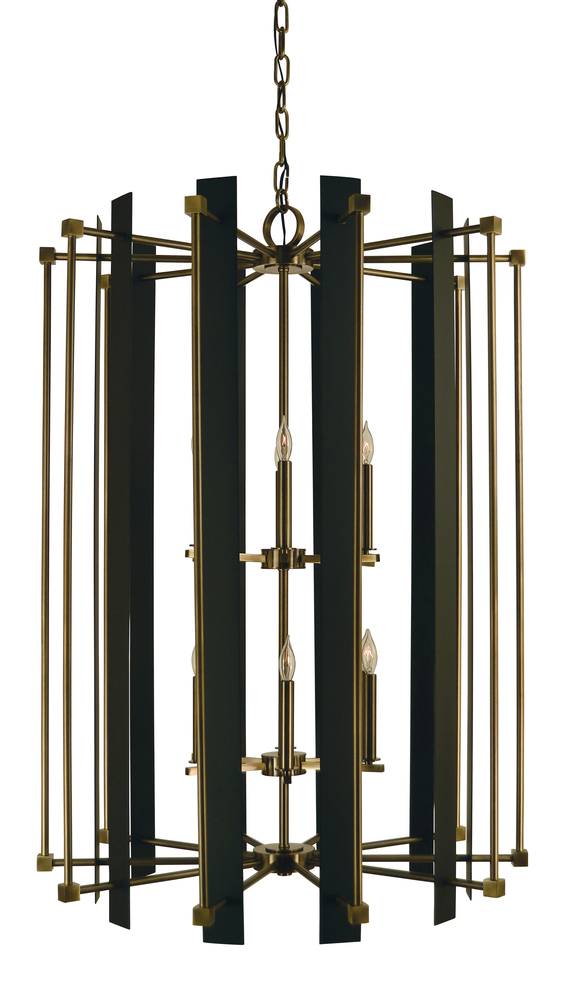 12-Light Satin Pewter/Polished Nickel Louvre Chandelier