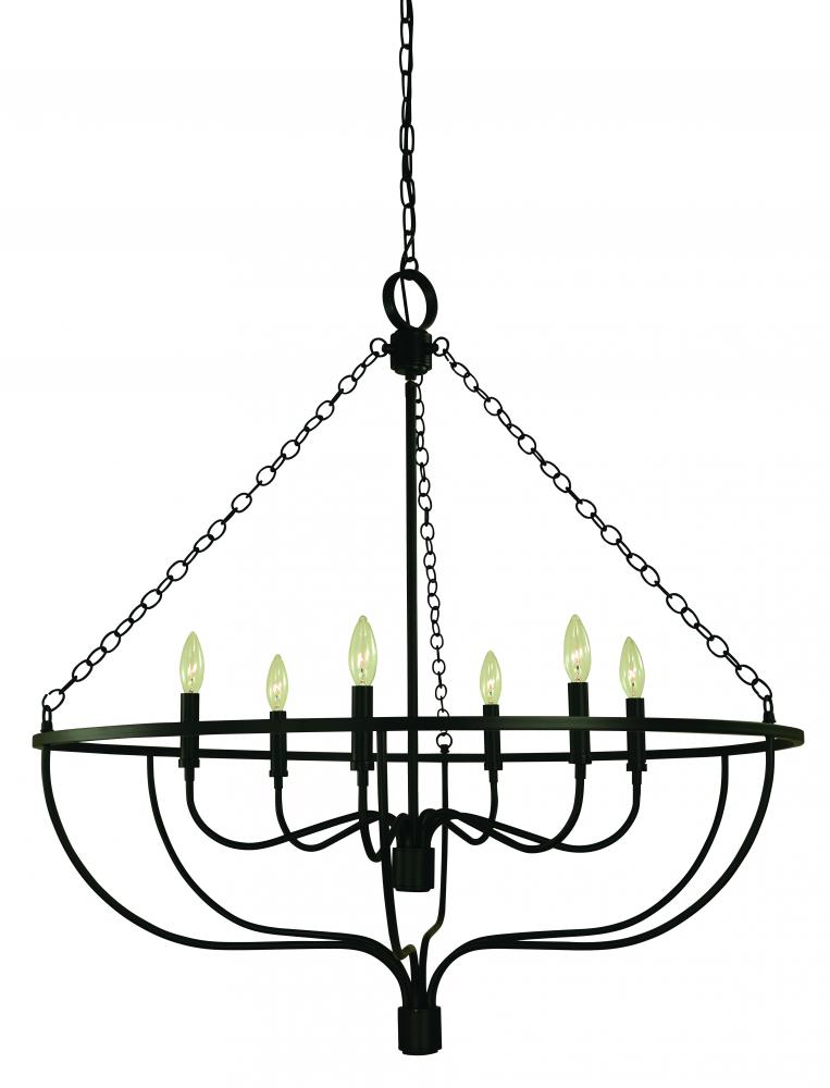 6-Light Matte Black West Town Dining Chandelier