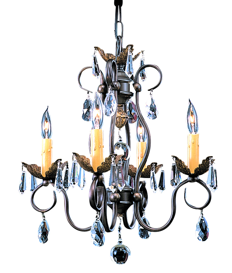 4-Light Mahogany Bronze Liebestraum Mini Chandelier