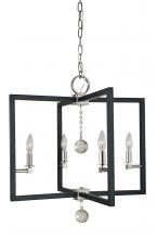 Framburg 5364 PN/MBLACK - 4-Light Polished Nickel/Matte Black Minimalist Elegant Dining Chandelier