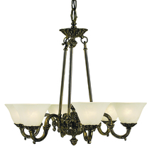 Framburg 7886 FB/WH - 6-Light French Brass Napoleonic Dining Chandelier