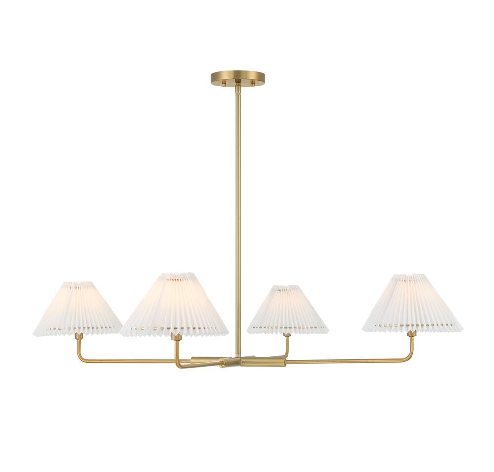 4-Light Chandelier in Natural Brass