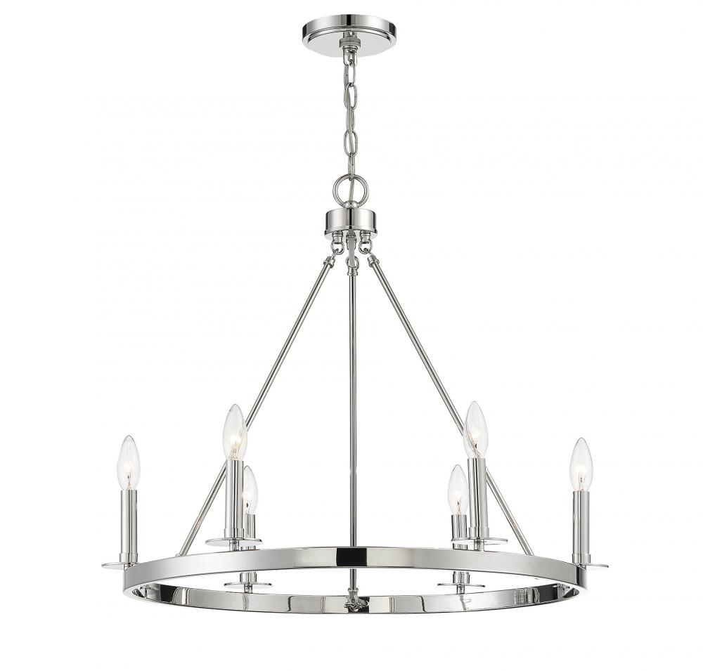 6-Light Chandelier in Polished Nickel