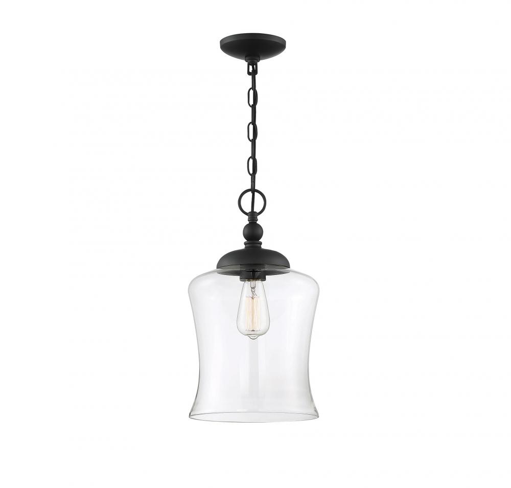 1-Light Pendant in Matte Black