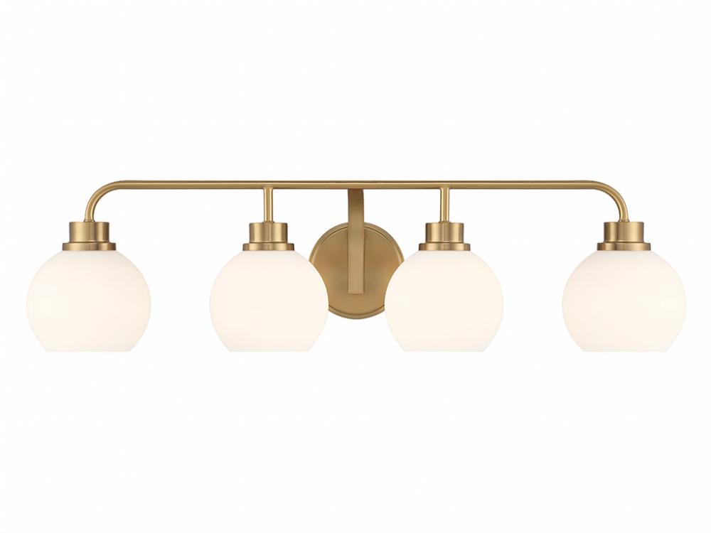 4-Light Bathroom Vanity Light in Natural Brass