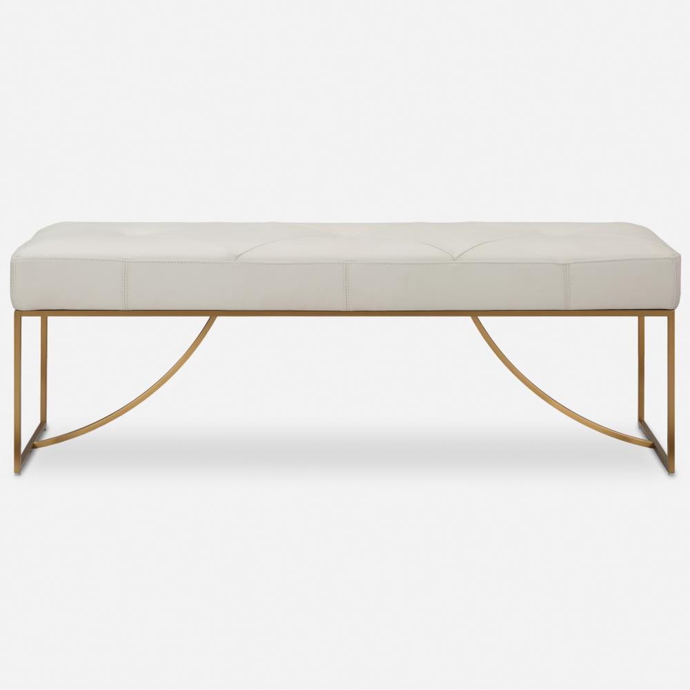 Swale Ivory Leather Bench