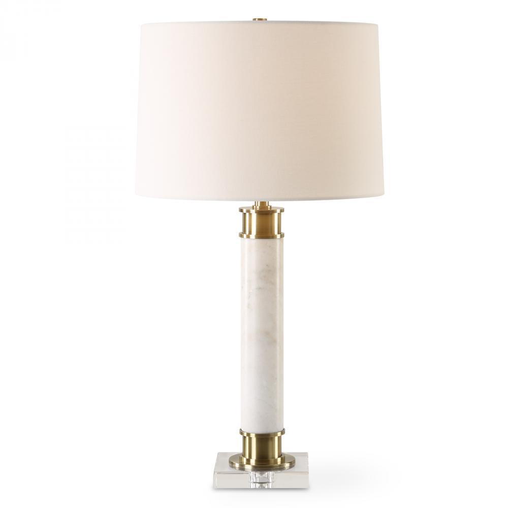 Plinth White Marble Table Lamp