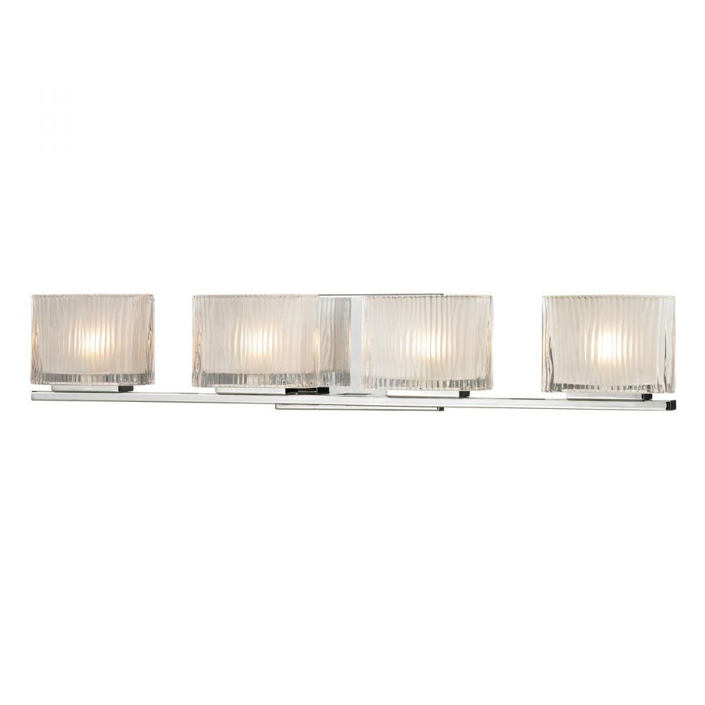 Chiseled Glass 4-Light Vanity Sconce in Polished Chrome