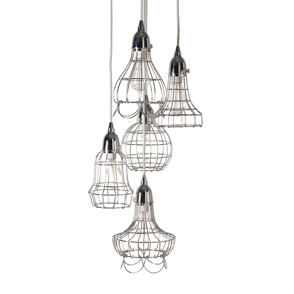 Silver Wire 5-Light Mini Pendant Fixture