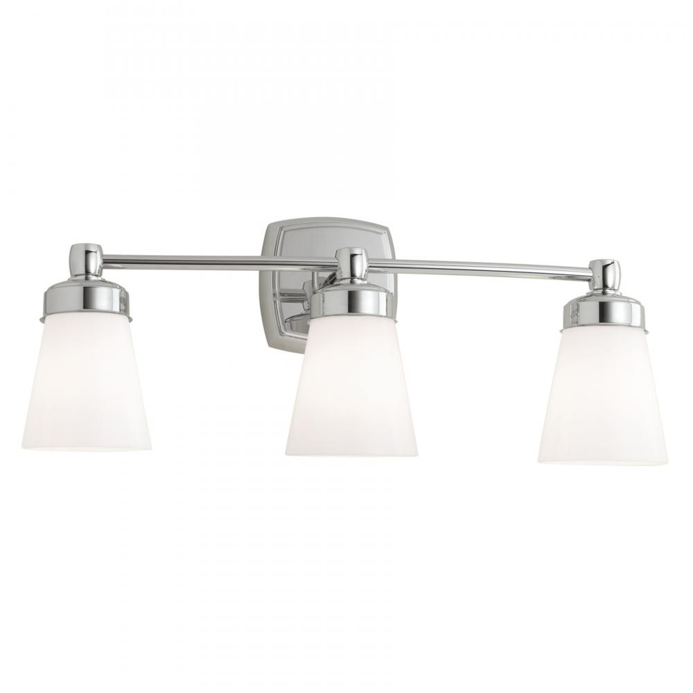 Soft Square 22.25'' Wide 3-Light Vanity Light - Chrome