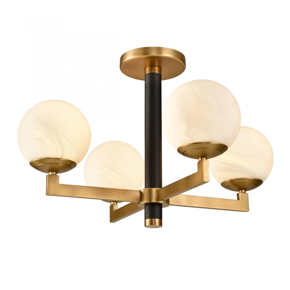 Gillian 24'' Wide 4-Light Semi Flush Mount - Natural Brass with Matte Black