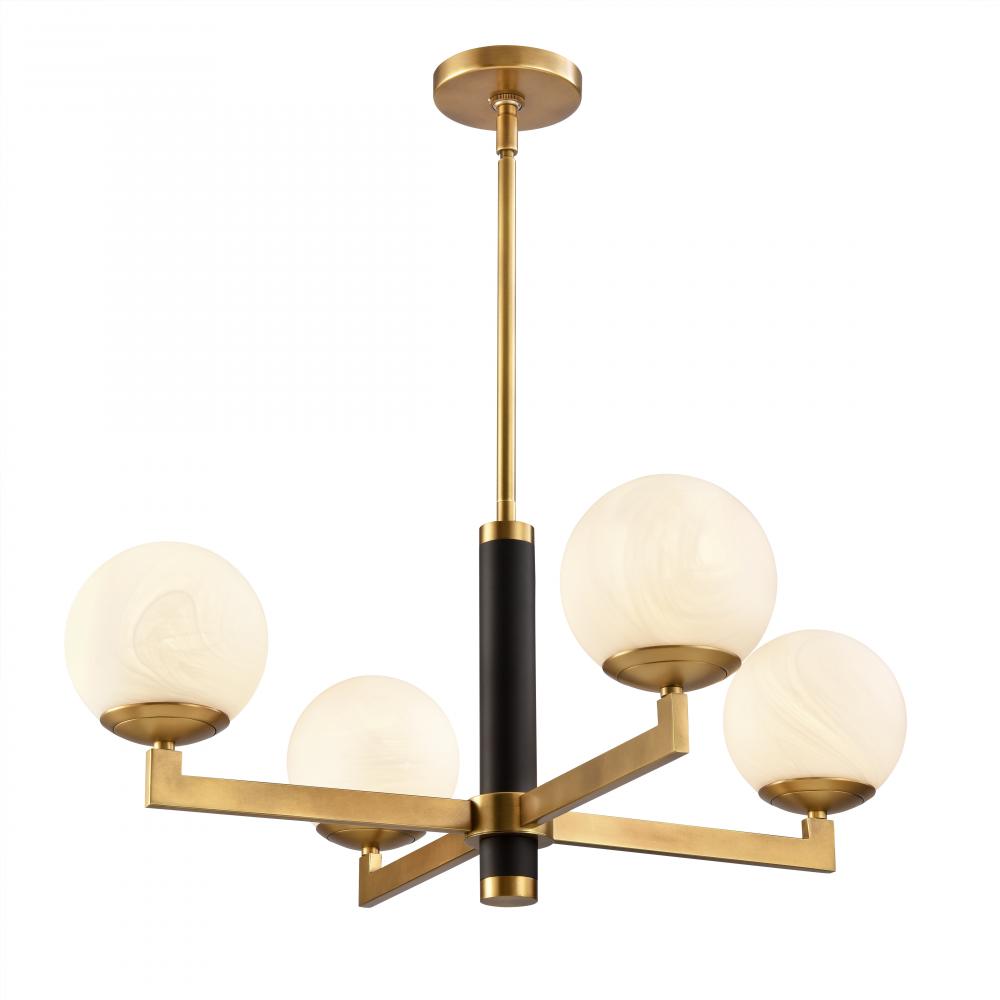 Gillian 28'' Wide 4-Light Chandelier - Natural Brass with Matte Black