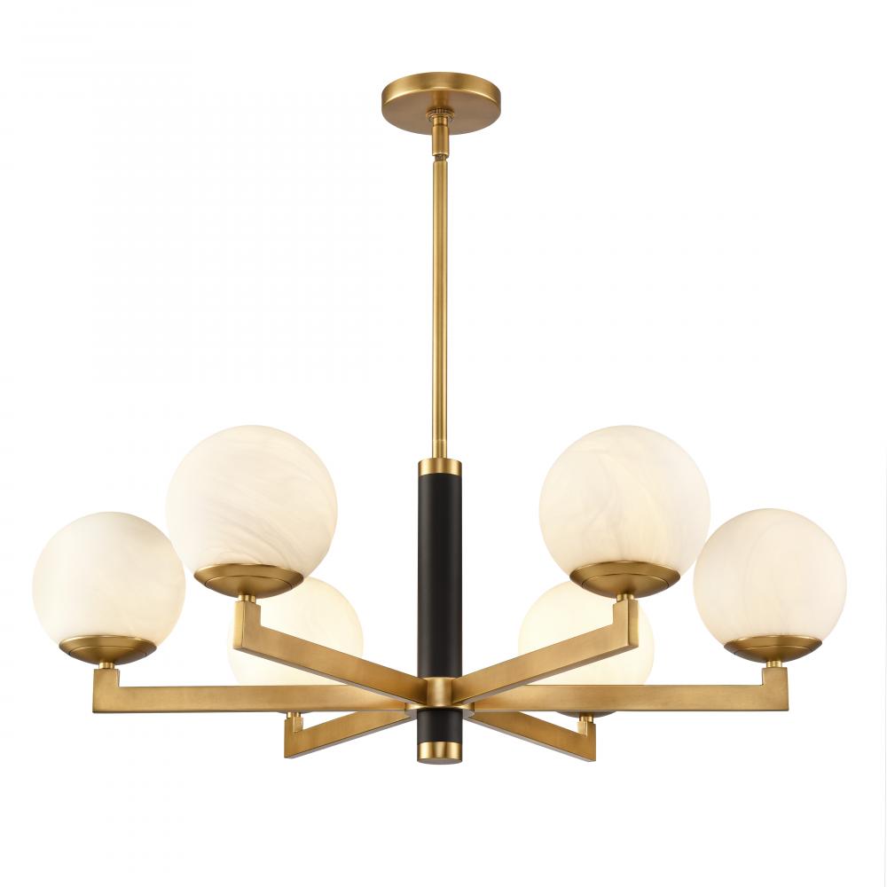 Gillian 32'' Wide 6-Light Chandelier - Natural Brass with Matte Black