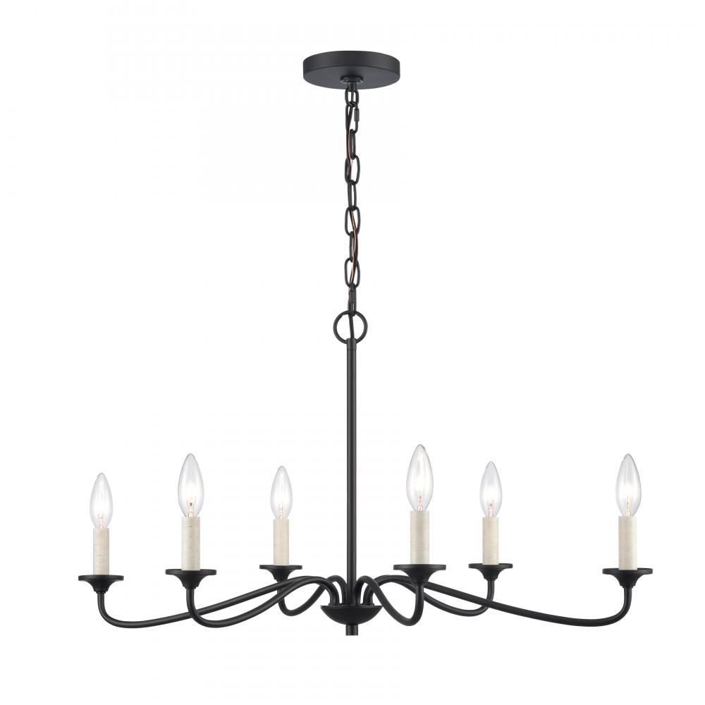 Ellisville 30'' Wide 6-Light Chandelier - Matte Black