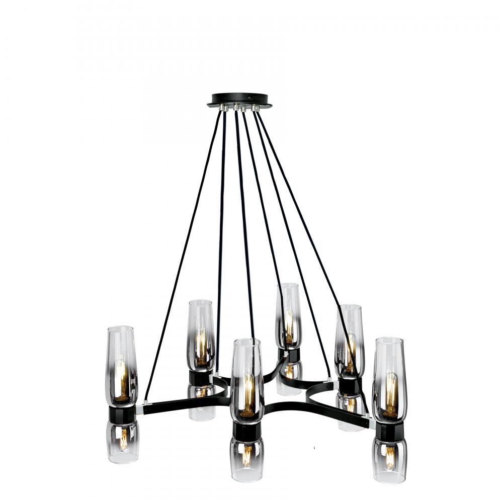 Flame 36'' Wide 12-Light Chandelier - Matte Black With Chrome