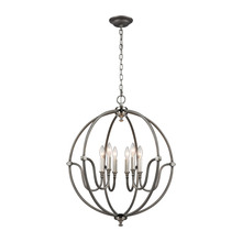 ELK Home 11843/6 - Stanton 6 Light Chandelier in Weathered Zinc with Brushed Nickel Accents