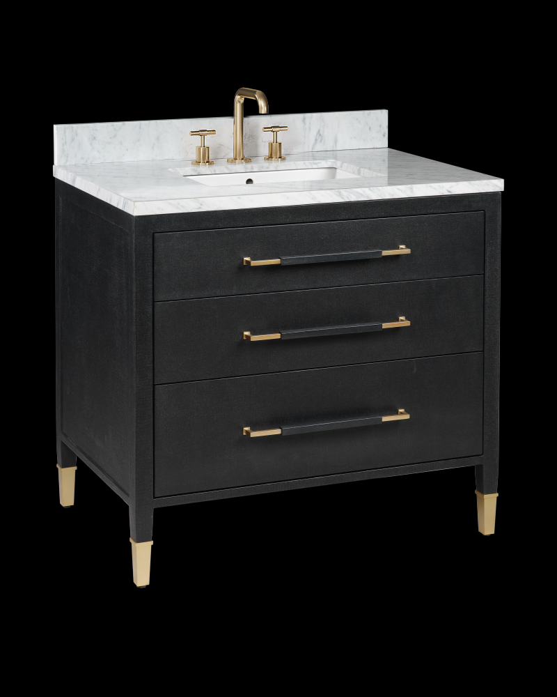 Verona 36'' Black Linen Vanity