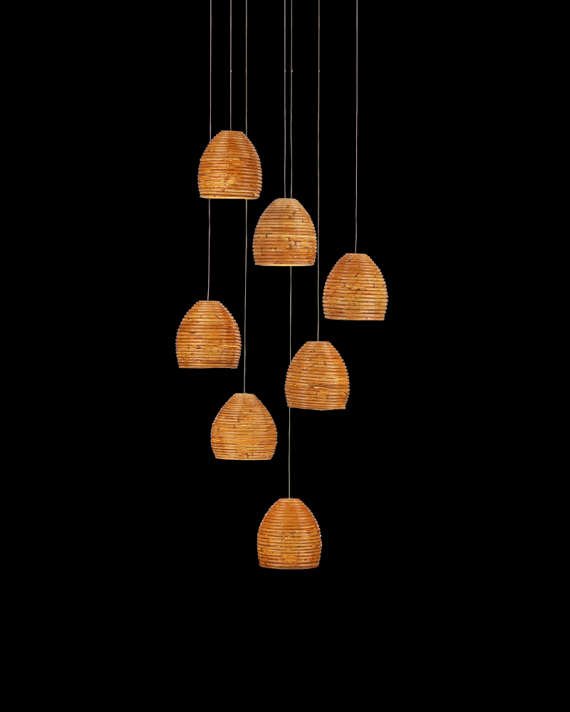 Beehive 7-Light Round Multi-Drop Pendant