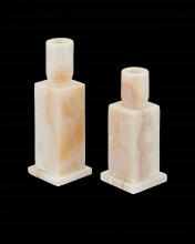 Currey 1200-0951 - Lithos Ivory Candle Holder Set