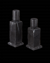 Currey 1200-0952 - Lithos Black Candle Holder Set